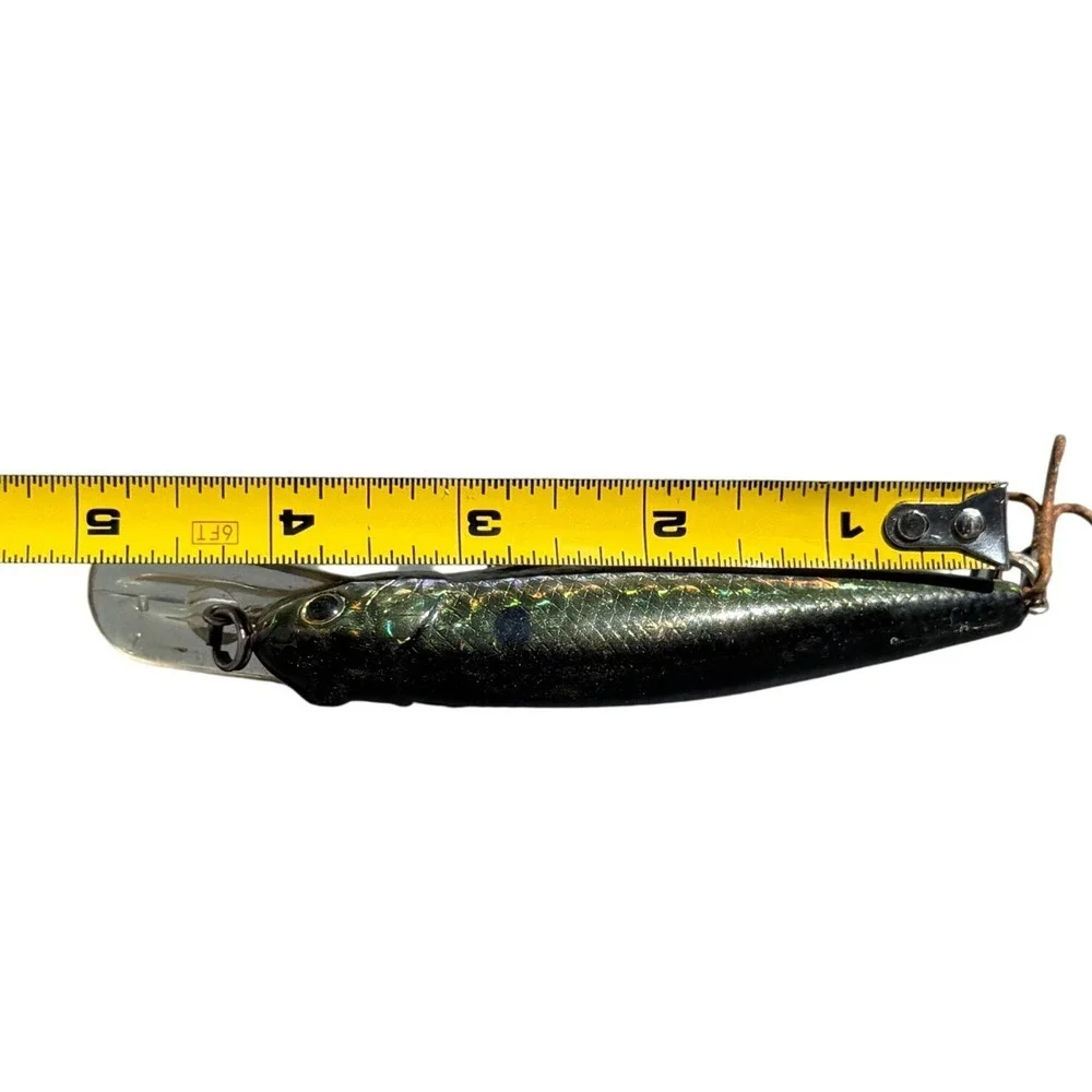 Vintage Holographic Minnow Crankbait Fishing Lure‎ Deep Diver Silver 4.5 Inch